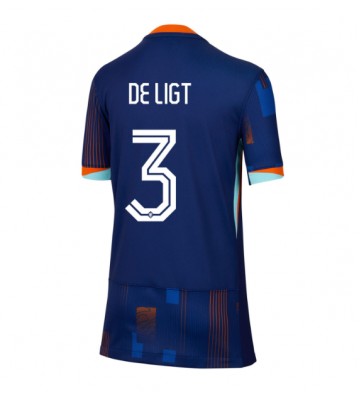 Holland Matthijs de Ligt #3 Replika Udebanetrøje Dame EM 2024 Kortærmet
